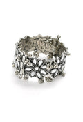 Mominos Fashion Kamal Johar Oxidised Silver-Plated Mirror work Design Bracelet