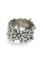 Mominos Fashion Kamal Johar Oxidised Silver-Plated Mirror work Design Bracelet