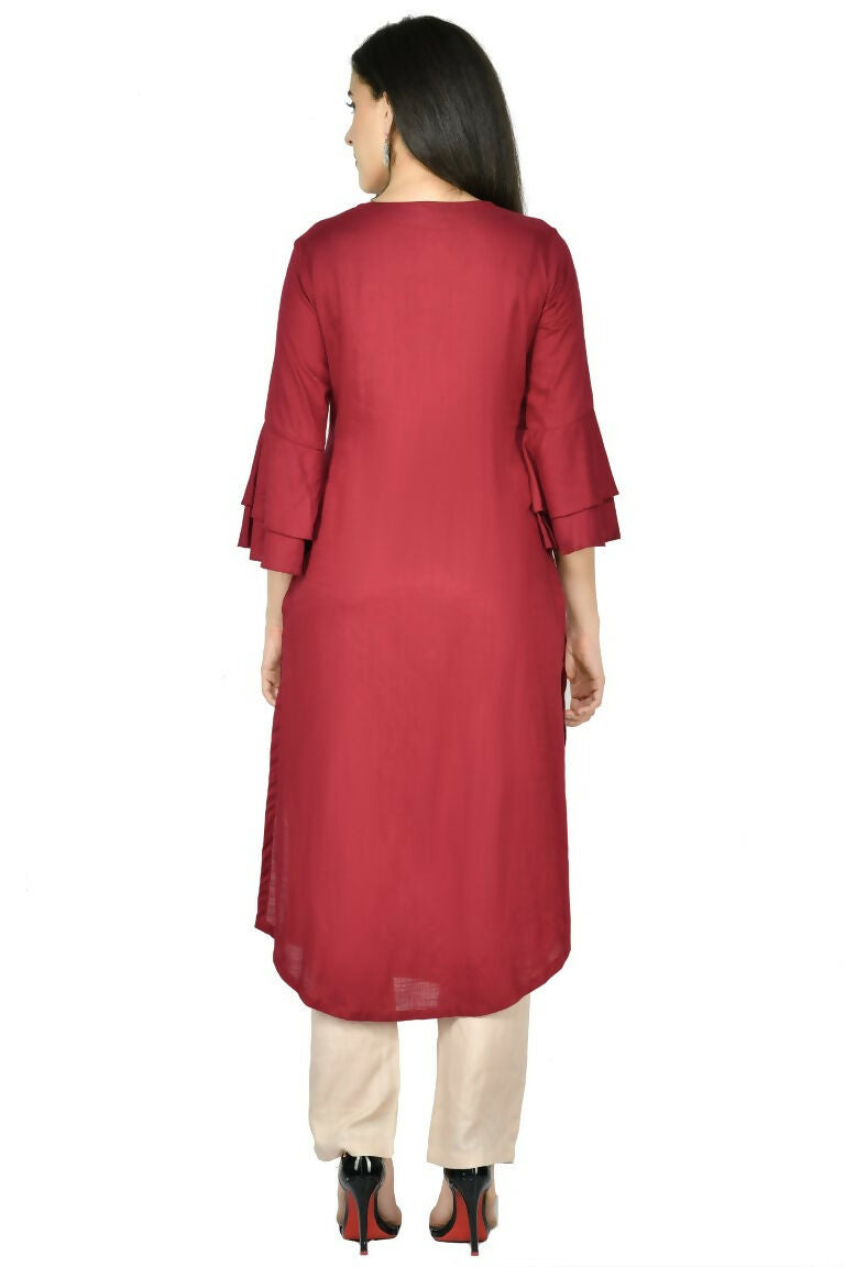Joban Fashion Wine Cotton Rayon Kurta Set