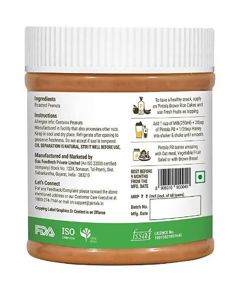 Pintola All Natural Creamy Peanut Butter - Distacart