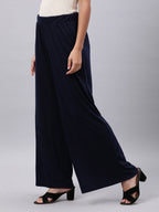 Souchii Women Blue Knitted Palazzos - Distacart