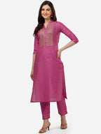 HERE&NOW Women Ethnic Motifs Embroidered Sequinned Kurta with Trousers