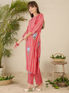Indo Era Women Solid V-Neck Regular Kurta with Trousers - Distacart