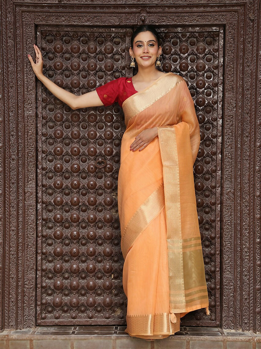 Shree Shyam Fashion Orange Cotton Saree - Distacart