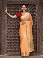 Shree Shyam Fashion Orange Cotton Saree - Distacart