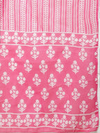 Sangria Women Floral Printed Mirror Work Pure Cotton Kurti with Trousers & Dupatta