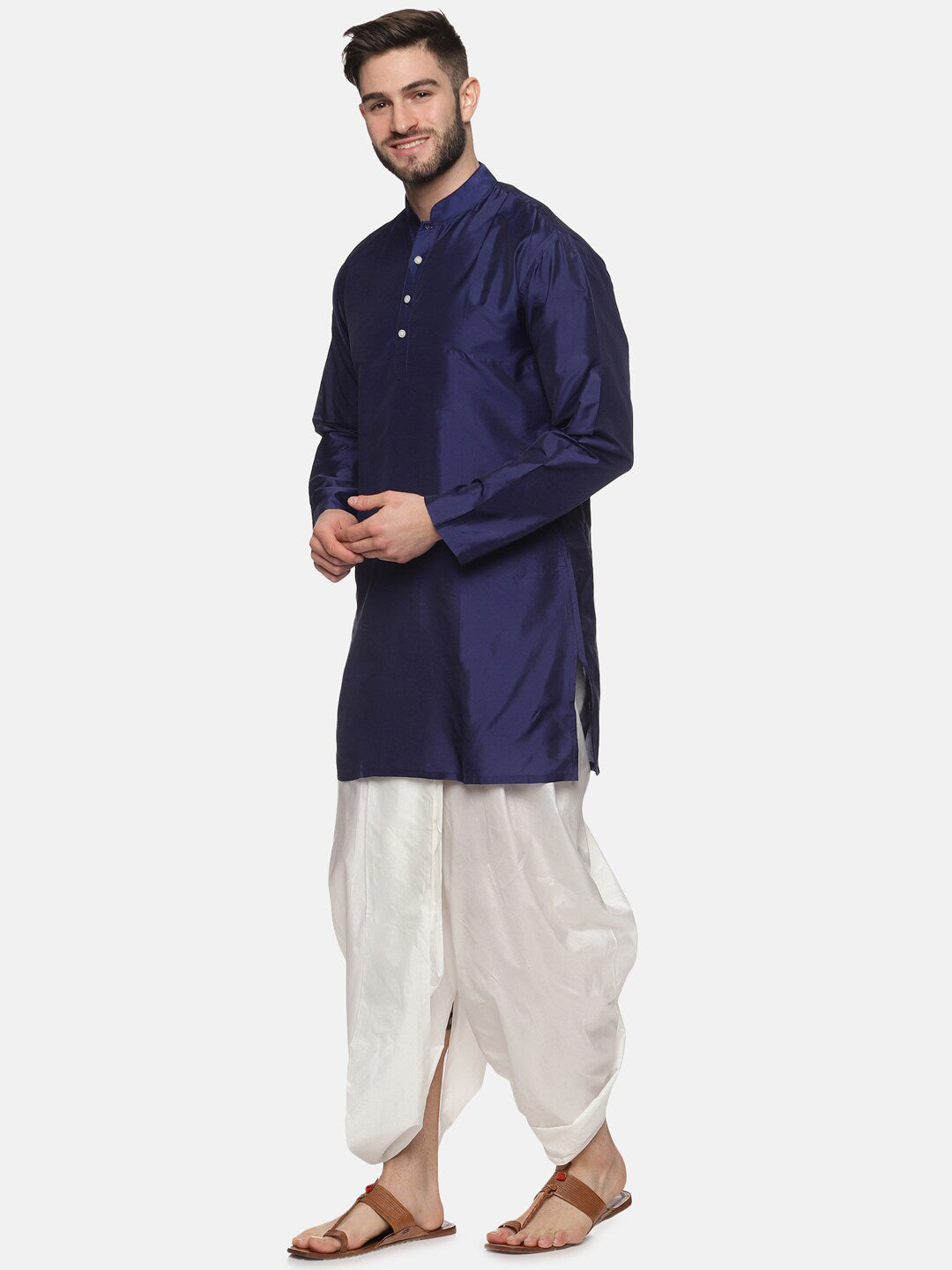 Sethukrishna Men Navy Blue Kurta with Dhoti Pants - Distacart