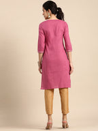Sangria Women Geometric Embroidered Thread Work Kurta