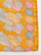 Aavyora Women Yellow Floral Printed Kurta with Striped Pants & Dupatta Set