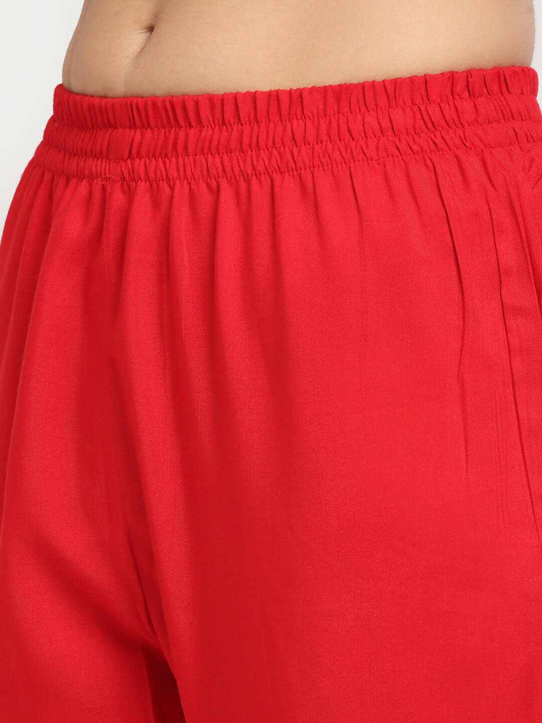 Rudra Bazaar Red Anarkali Kurti & Pyjamas With Dupatta - Distacart