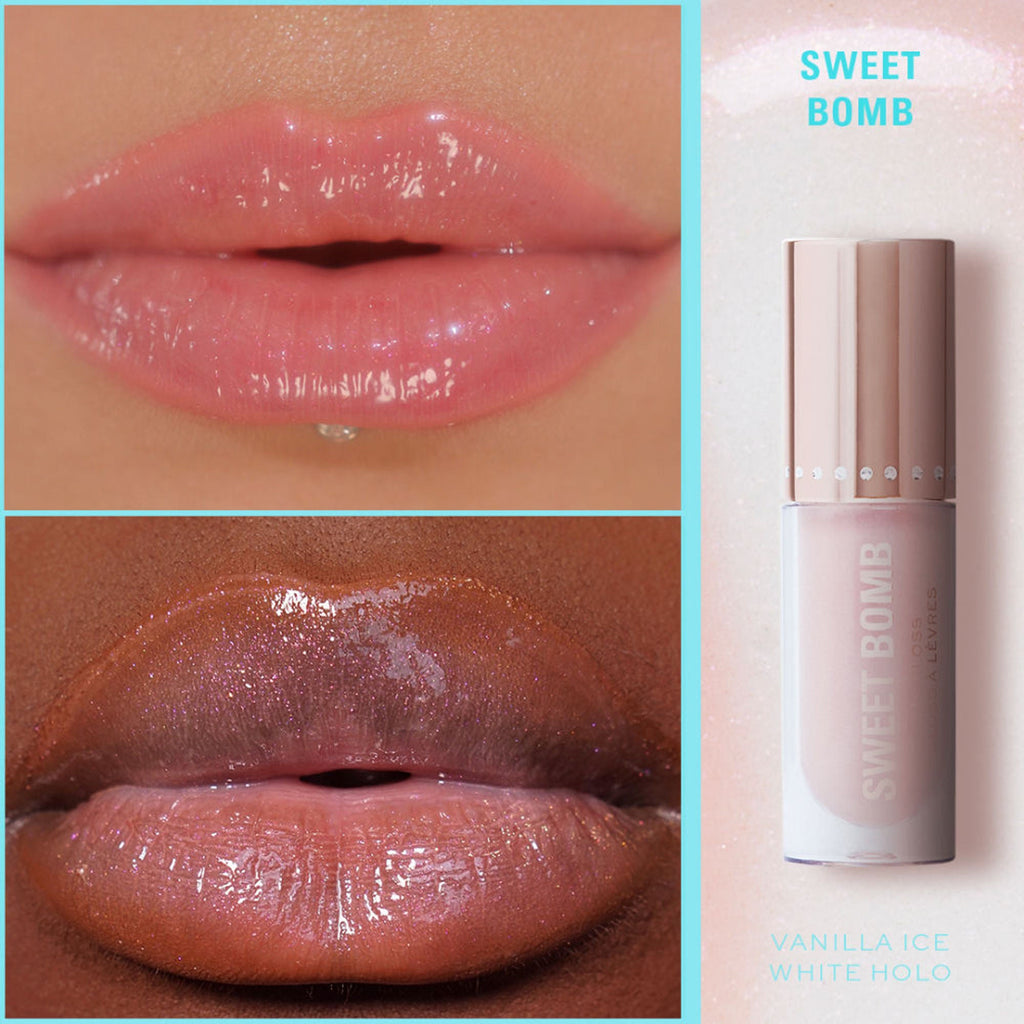 Makeup Revolution Y2K Baby Sweet Bomb Lip Gloss - Vanilla Ice White Holo - Distacart