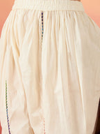 Sangria Off White Ethnic Motifs Self Design Thread Work Pure Cotton Pathani Kurta Sets