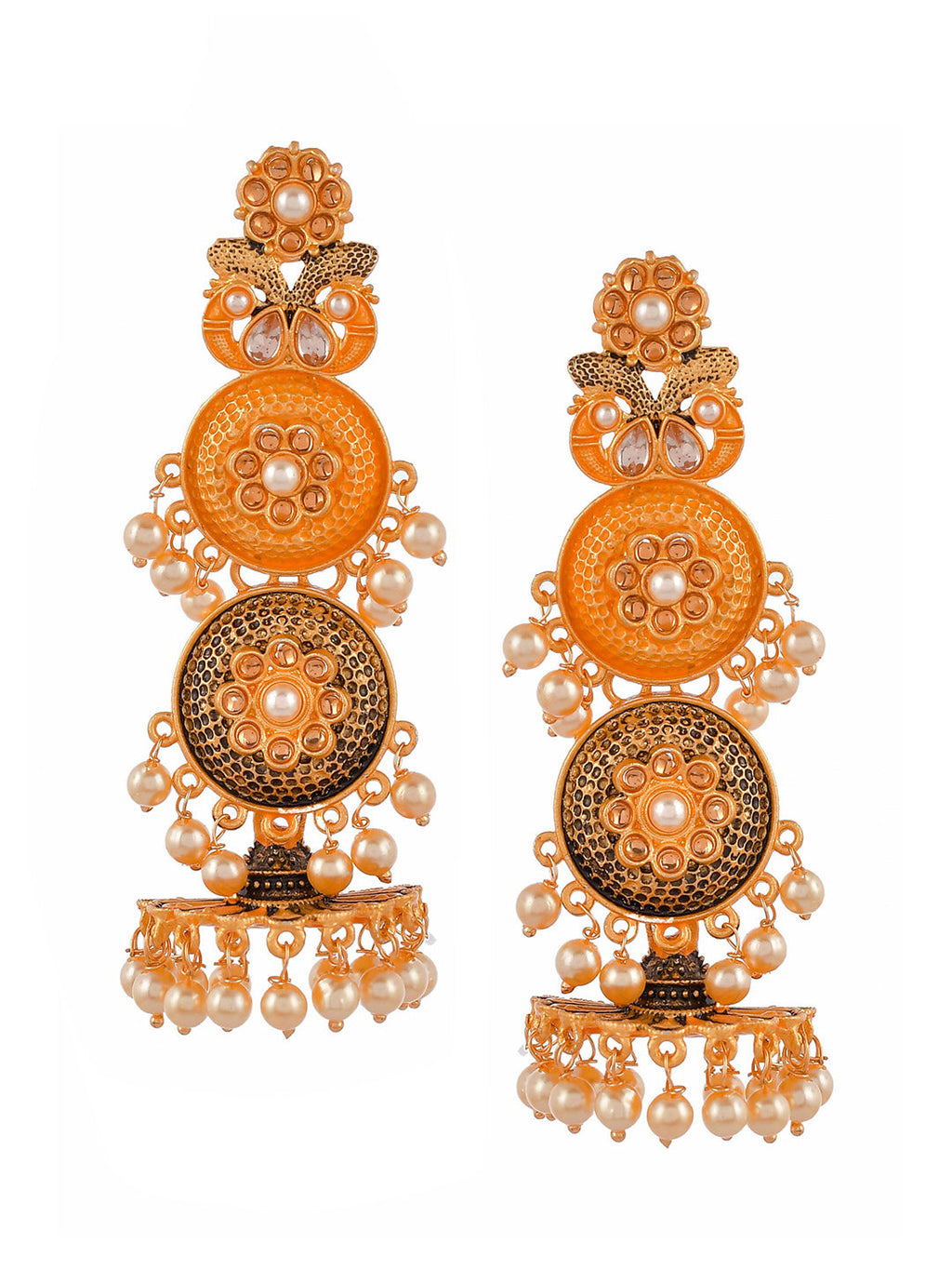 Shoshaa Gold-Toned Contemporary Jhumkas Earrings - Distacart
