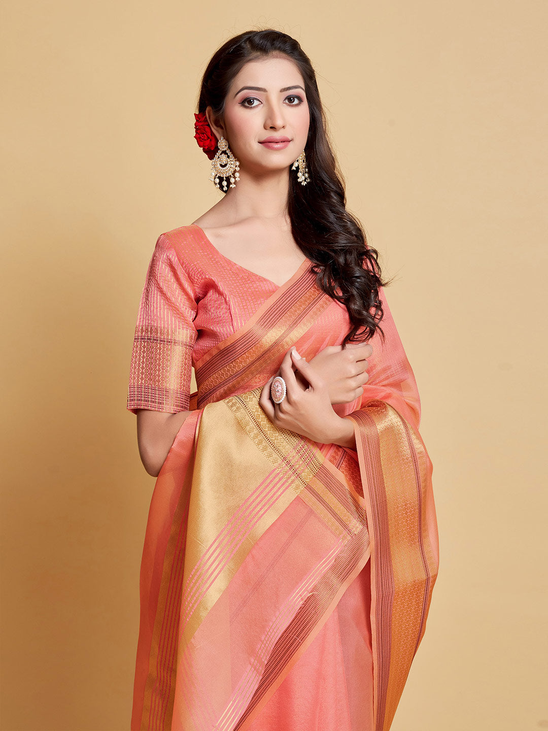 Sangria Woven Design Border Art Silk Banarasi Saree