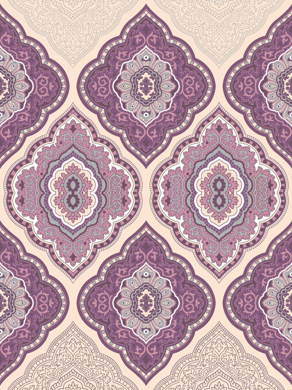 Dreamscape Purple & Cream-Coloured 144 TC Bedsheet with Pillow Covers - Distacart