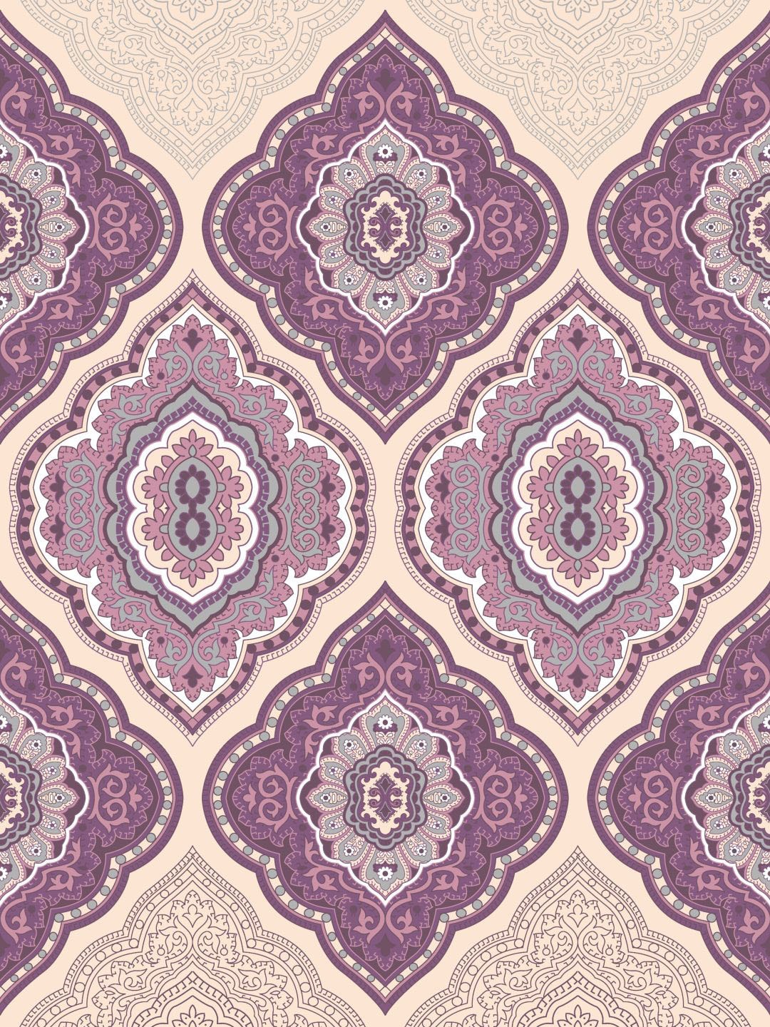 Dreamscape Purple & Cream-Coloured 144 TC Bedsheet with Pillow Covers - Distacart