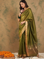 Sangria Woven Design Organza Sarees - Distacart