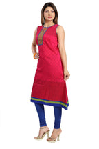 Snehal Creations Bold And Blast Hot Pink Raw Silk Sleeveless Kurti Tunic - Distacart