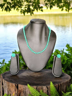 Inhanns Crystal Bloom – Single Line Necklace + Studs - Sea Green