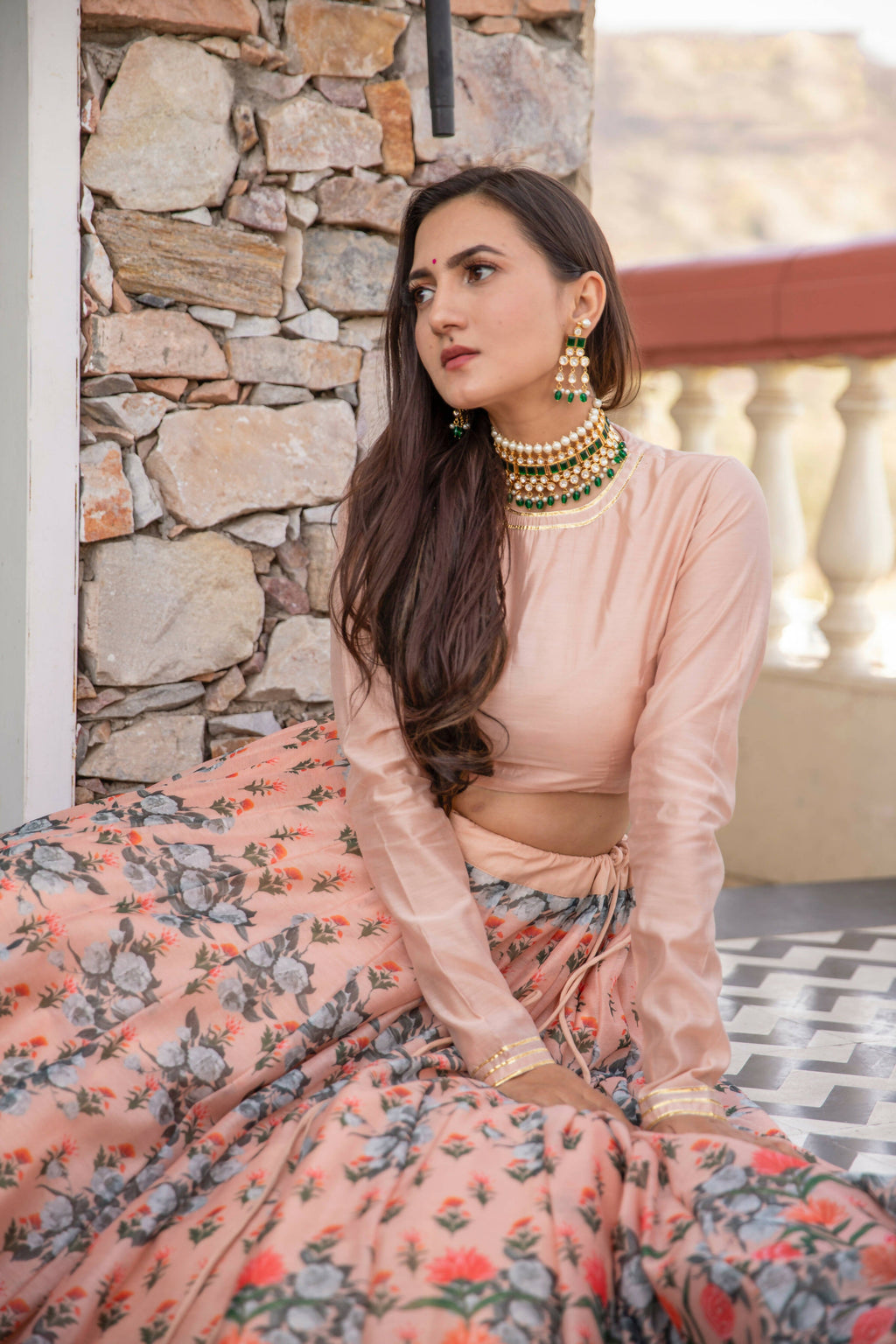 Wedding Designer Light Peach Chanderi Designer Lehenga - Anbazaar - Distacart