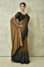 Brown Silk Solid Designer Saree with Blouse - Purvi