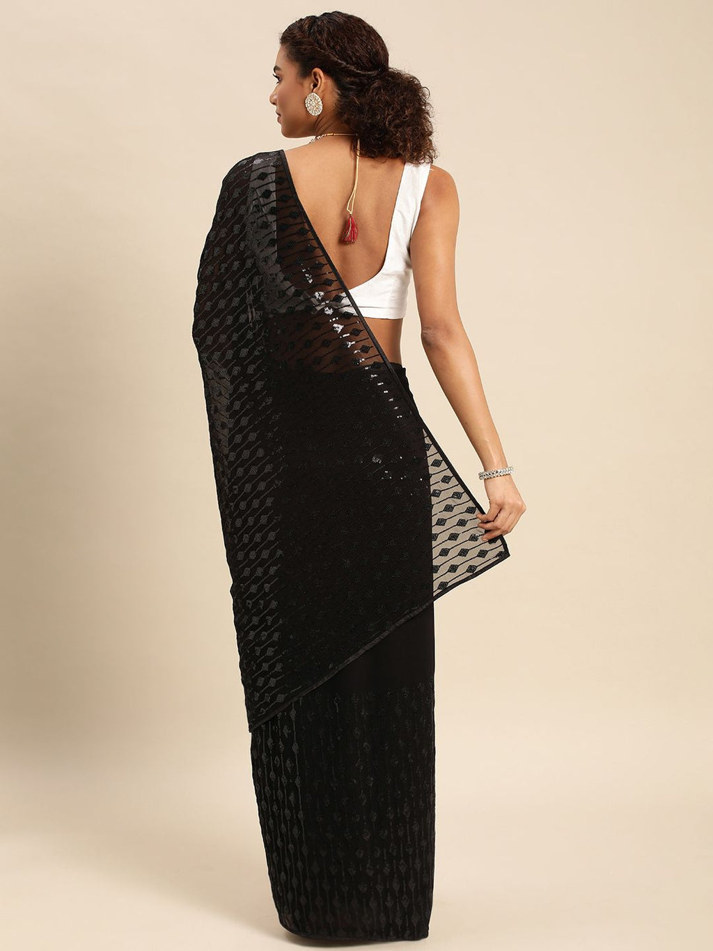 kasee Embellished Sequinned Pure Georgette Saree - Distacart