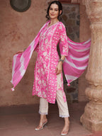 Sangria Ethnic Motifs Printed Sequined Pure Cotton Kurta with Trousers & Dupatta
