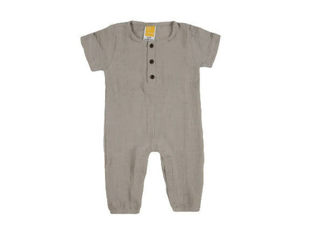 Sunshine Baby Cute Organic Muslin Cotton Babies Full Length Romper With Sleeve - Grey