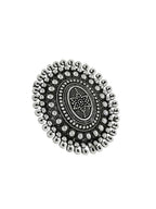 NVR Women's Oxidised Silver Plated Adjustable Finger Ring