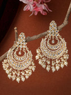 NVR Women Gold-Plated Kundan Chandbali Earrings - Distacart