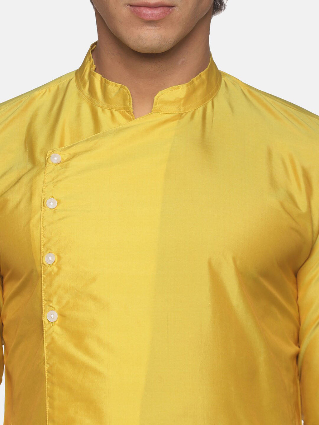 Sethukrishna Men Yellow Angrakha Kurta with Pyjamas - Distacart