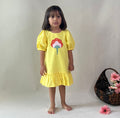 ArthLife Yellow Flower Patch Casual Dress