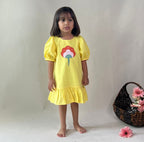 ArthLife Yellow Flower Patch Casual Dress