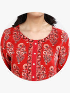 Sangria Women Red Printed Kurta with Palazzos