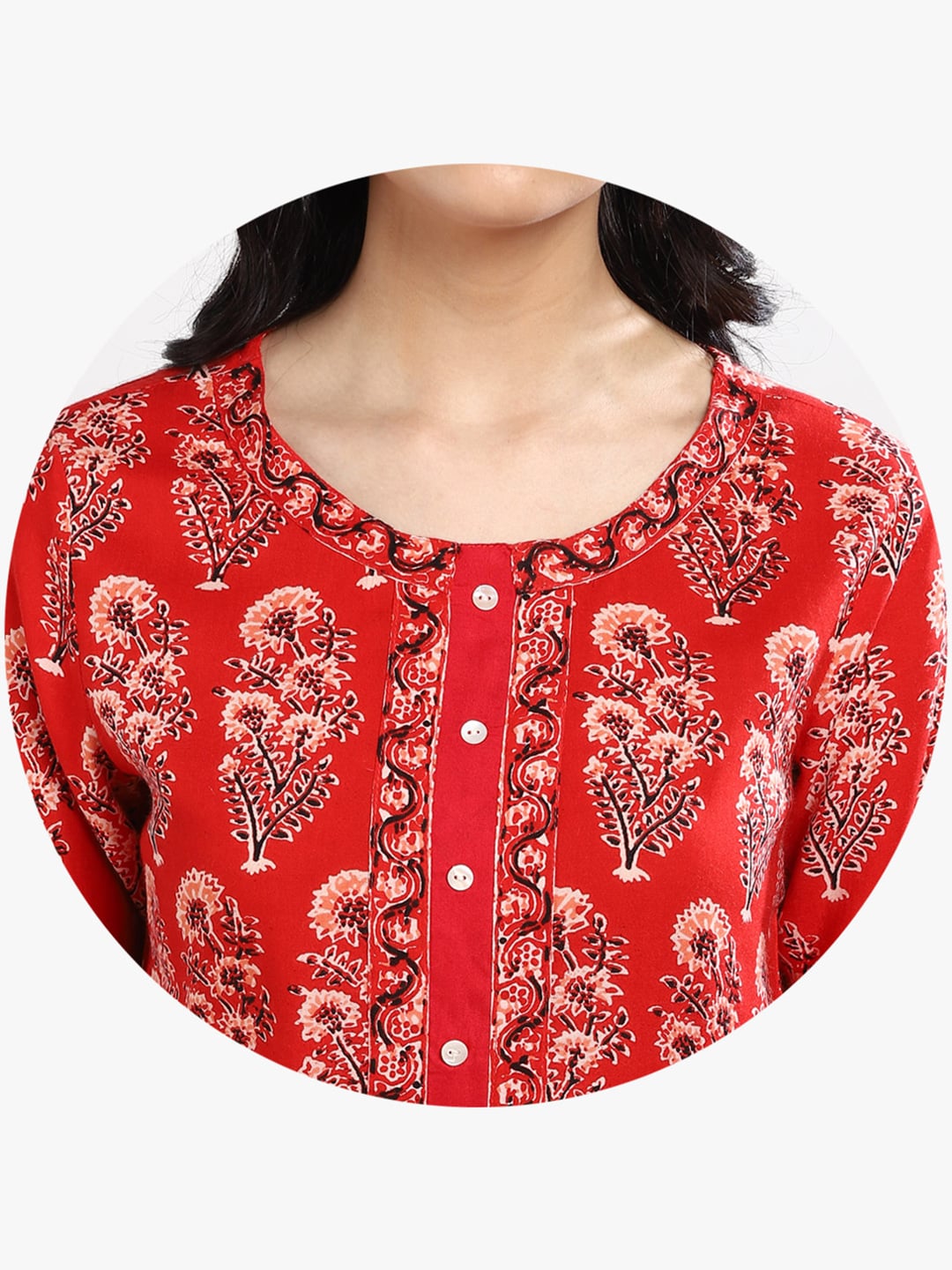 Sangria Women Red Printed Kurta with Palazzos