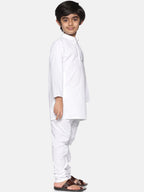 Sethukrishna Boys White Pure Cotton Kurta with Churidar