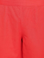 Janasya Red Solid Kurta with Trousers & Dupatta - Distacart