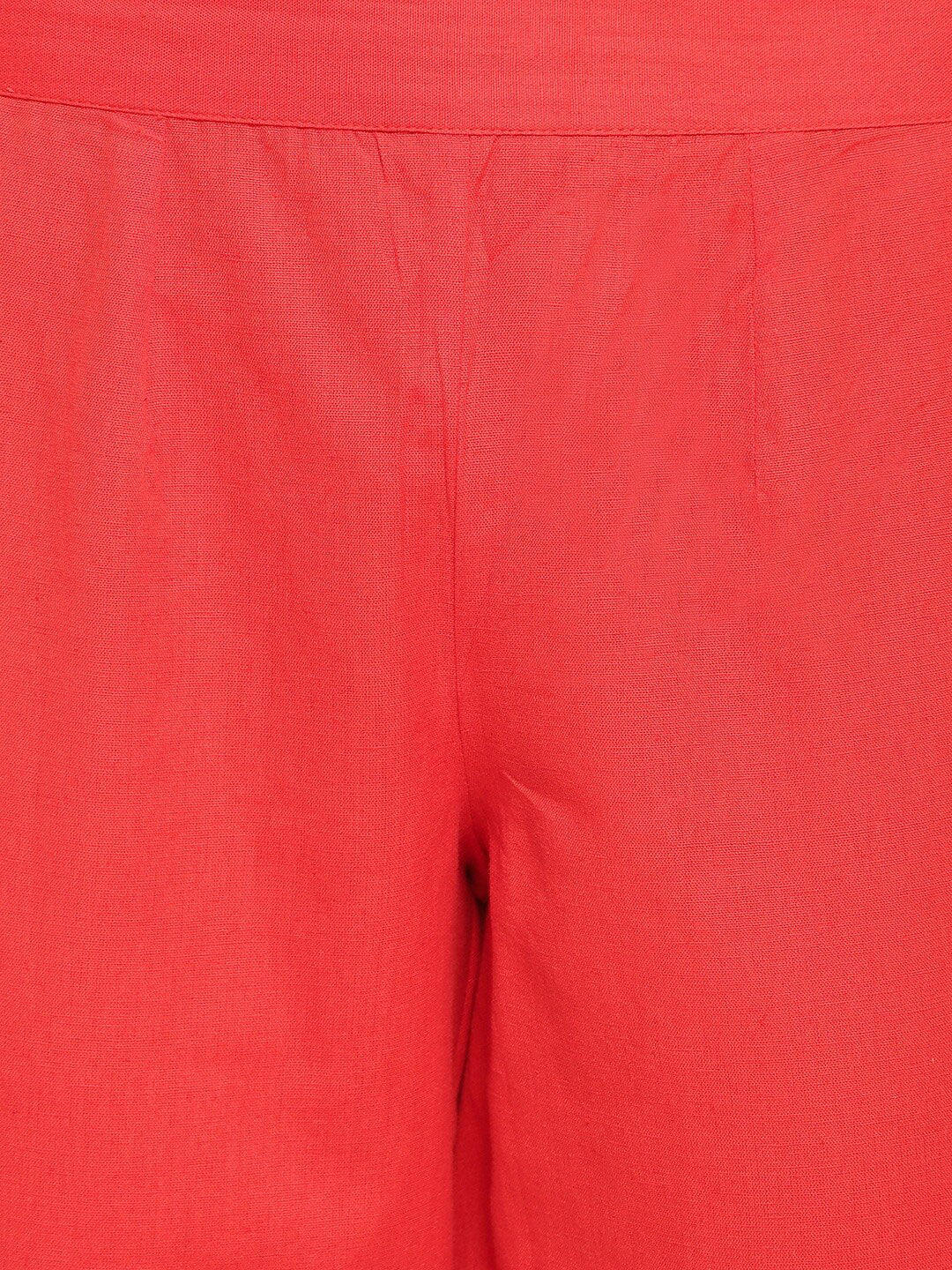 Janasya Red Solid Kurta with Trousers & Dupatta - Distacart