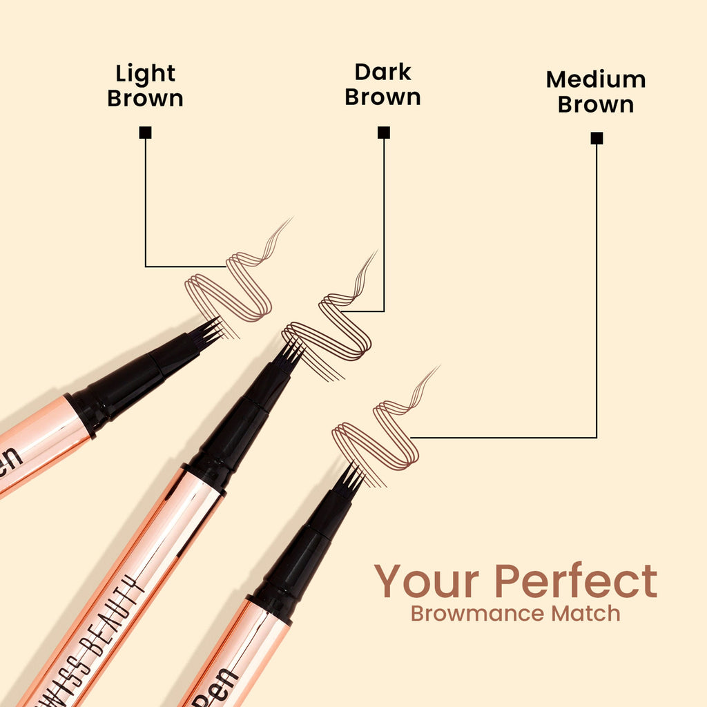 Swiss Beauty Browmance Pen Fills In Sparse Hair For 8-Hour Stay - 2 Medium Brown - Distacart