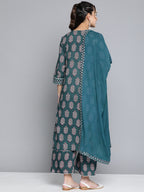 HERE&NOW Women Ethnic Motifs Printed Gotta Patti Kurta With Palazzos & With Dupatta