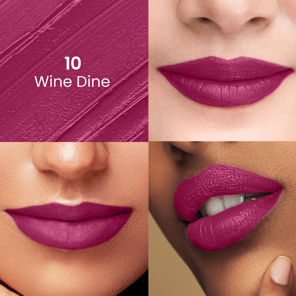 Swiss Beauty Satin Comfort Smooth Glide, Highly Pigmented , Ultra Hydrating Lipstick - 10 Wine Dine - Distacart
