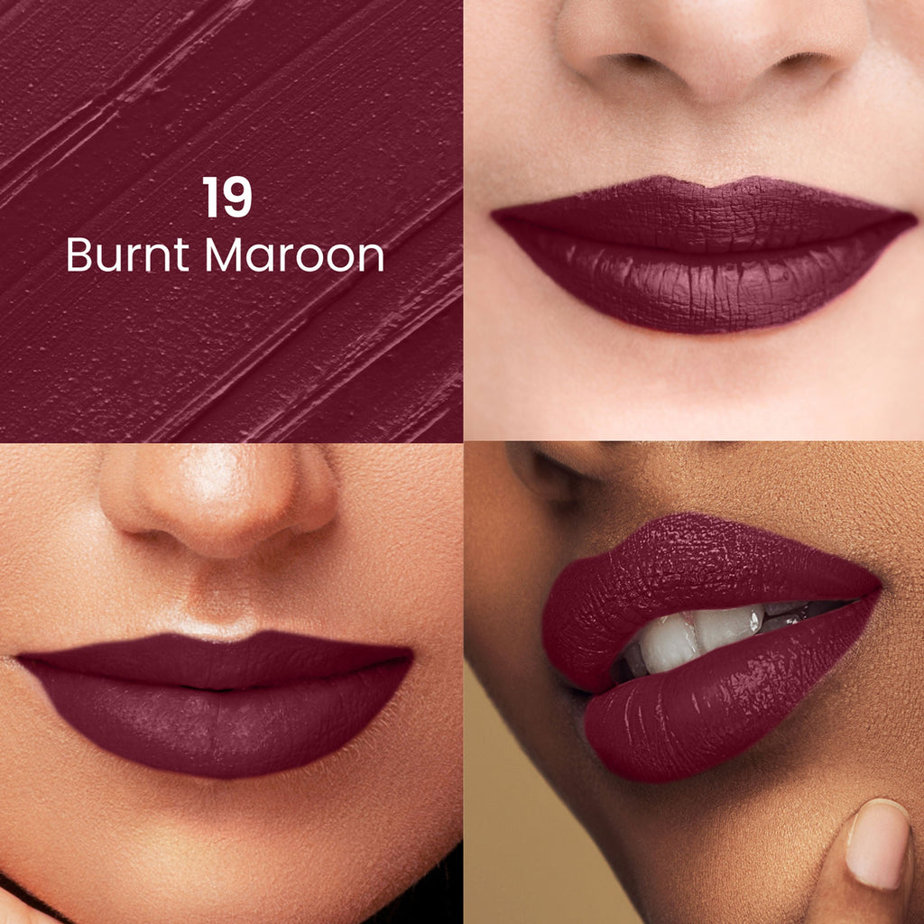 Swiss Beauty Satin Comfort Smooth Glide, Highly Pigmented , Ultra Hydrating Lipstick - 19 Burnt Maroon - Distacart