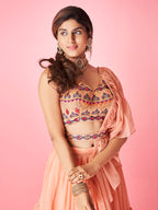 Myra Peach Art Silk Designer Lehenga