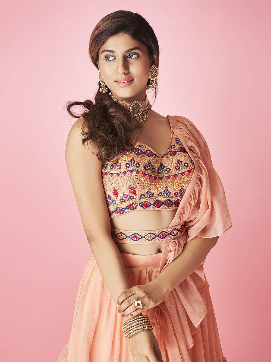 Myra Peach Art Silk Designer Lehenga
