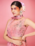 Myra Peach Art Silk Embroidered Designer Lehenga