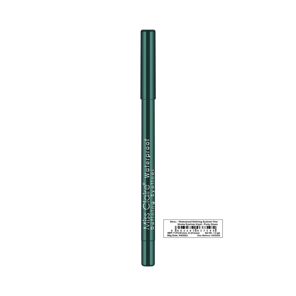Miss Claire Waterproof Defining One Stroke Eyeliner Kajal - Party Green