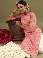 Indo Era Geometric Printed Mirror Work Straight Kurta - Distacart
