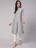 Aks Thread Work Chanderi Silk Kurta