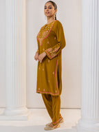HOUSE OF KARI Floral Embroidered Chikankari Kurta With Palazzo