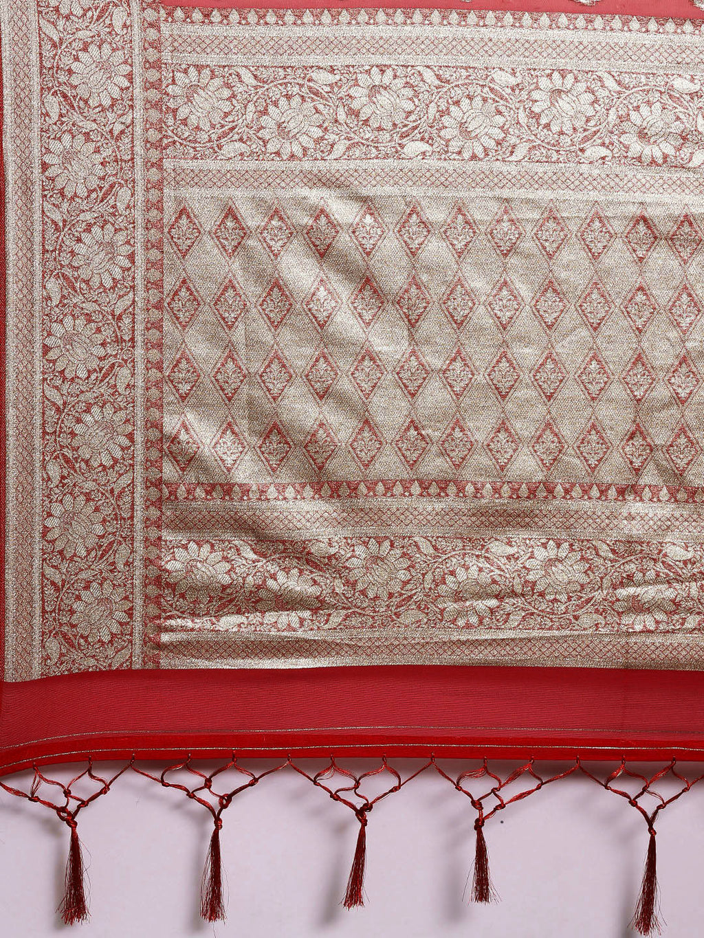 Saree Mall Red Ethnic Motifs Zari Organza Banarasi Saree - Distacart